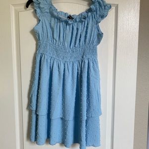 Blue off the shoulder dress